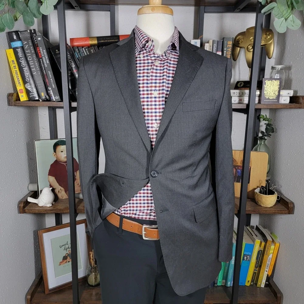 Banana Republic Men's Sport Blazer Charcoal LANIFICIO WOOL Modern Fit‎ Size 38R